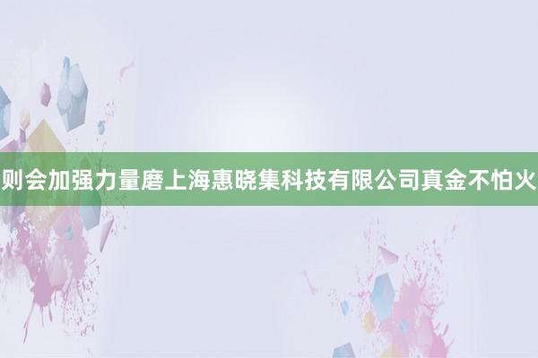 则会加强力量磨上海惠晓集科技有限公司真金不怕火